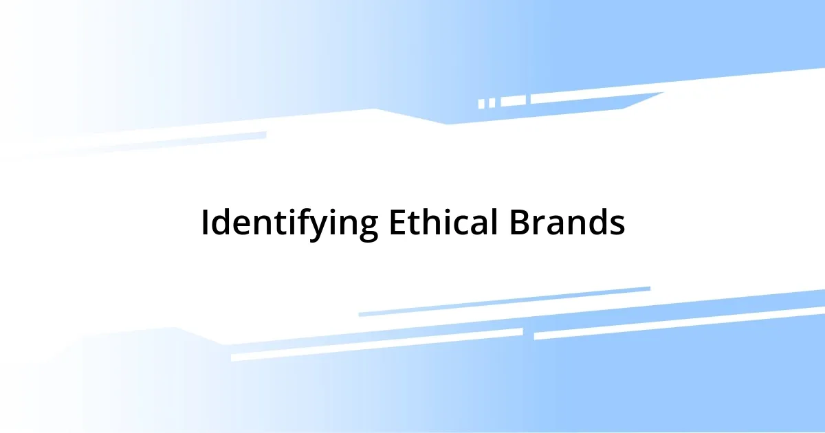 Identifying Ethical Brands