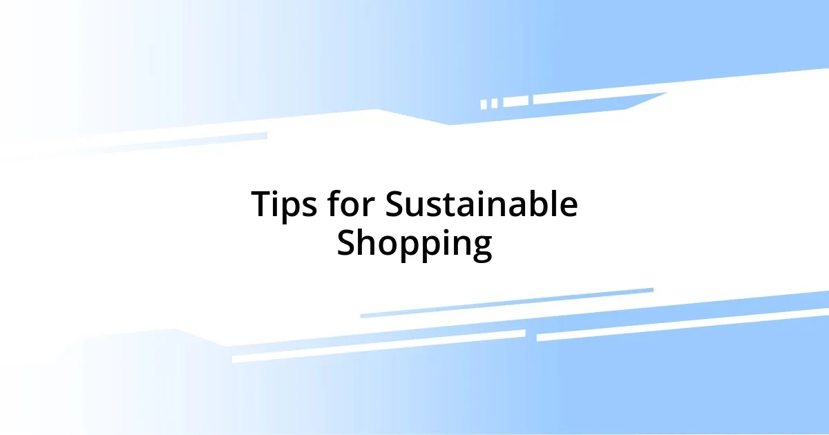 Tips for Sustainable Shopping